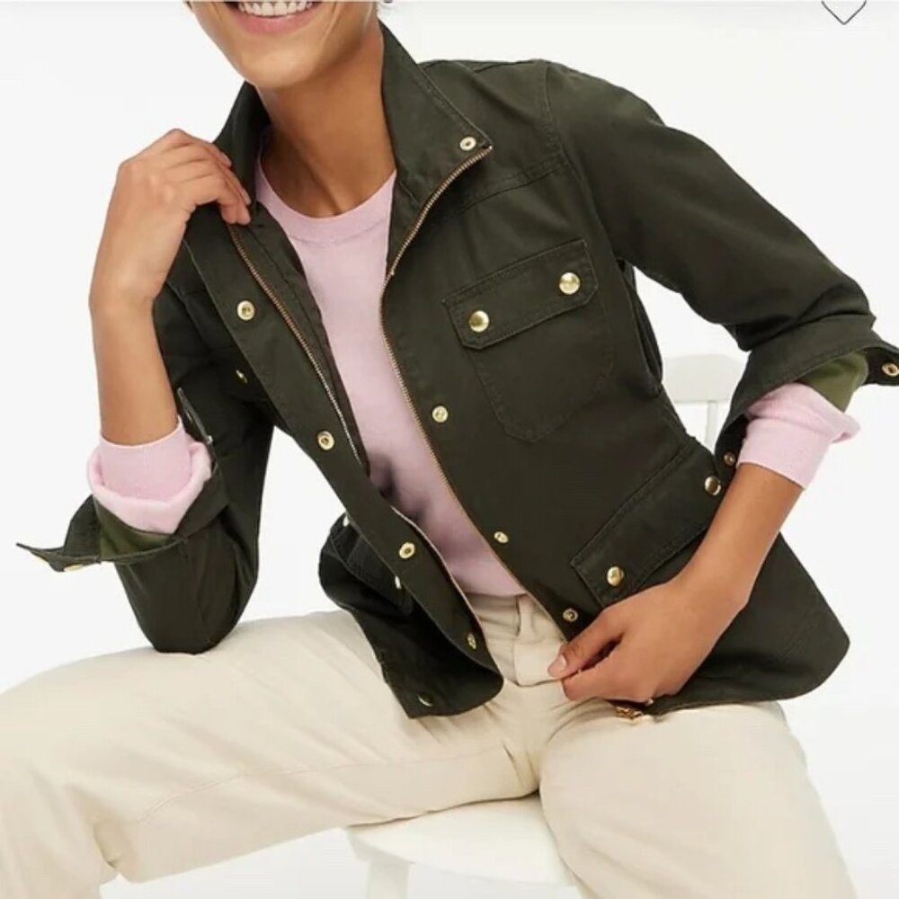 J Crew Factory - Women's Resin Coated Field Jacket in Mossy Brown #27554, Med